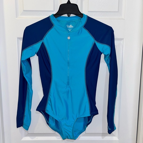 UV Skinz vibrant blue one-piece long sleeve swimsuit SZM - Picture 2 of 11